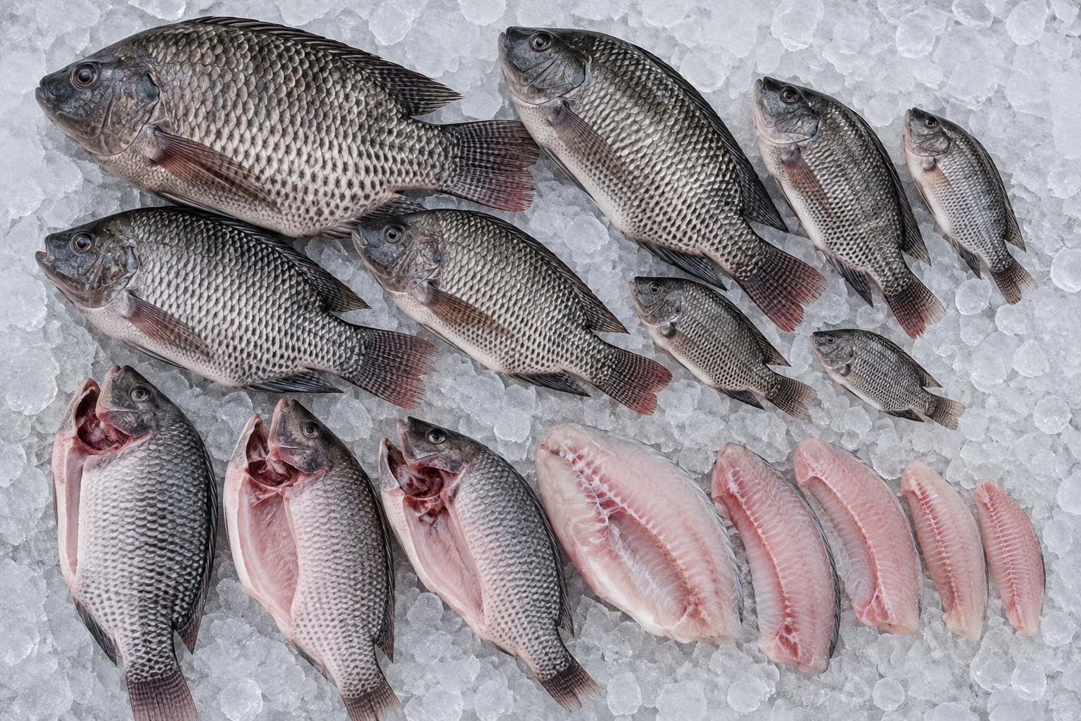 Tilapia (Different sizes cleaned & uncleaned)